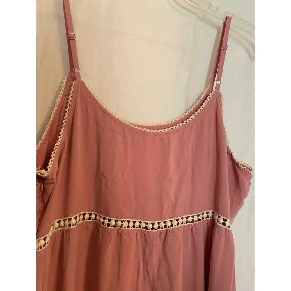 Esley  Embroidered Rayon Pink Strappy Large Women's Spring Maxi Dress NWOT - Picture 6 of 8